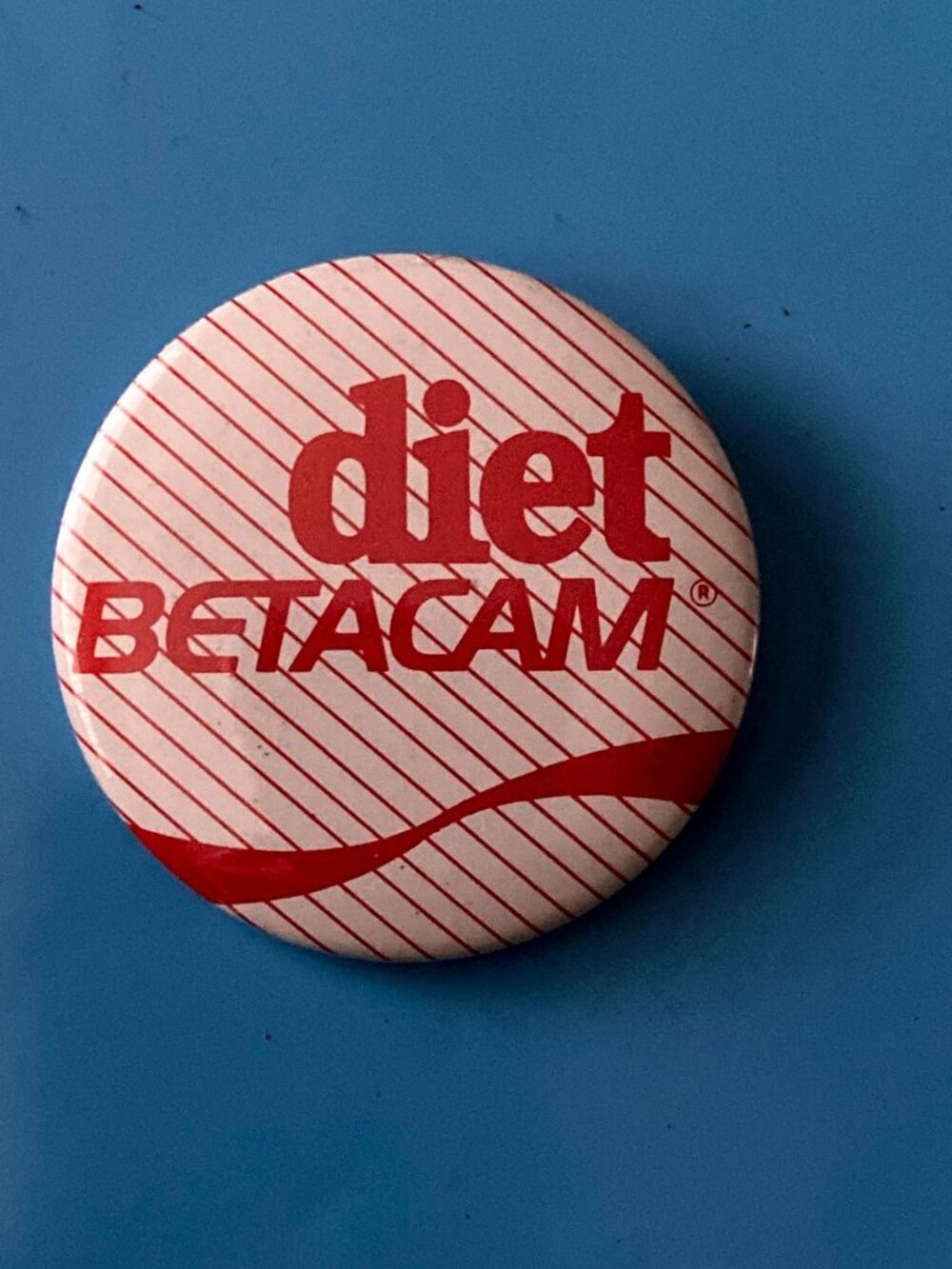 Vintage 1980s Diet Betacam Pinback Coca Cola spoof promo